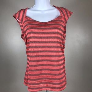 Worthington pink horizontal stripe stitched shirt